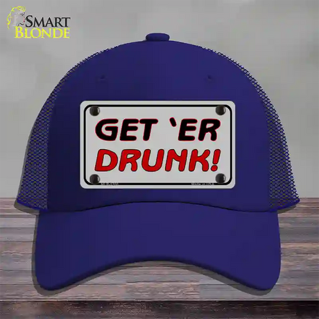 Get ER Drunk Novelty License Plate Hat Mesh / Royal Blue