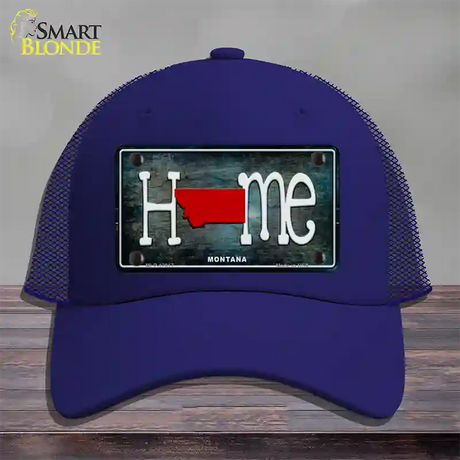 Montana Home State Outline Novelty License Plate Hat Mesh / Royal Blue