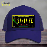 Santa Fe Black New Mexico Novelty License Plate Hat Mesh / Royal Blue