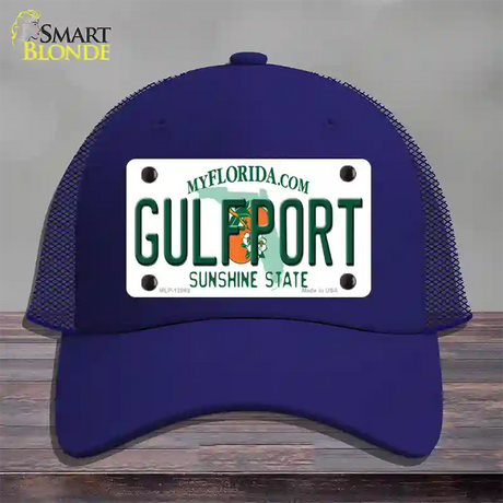 Florida Gulfport Novelty License Plate Hat Mesh / Royal Blue