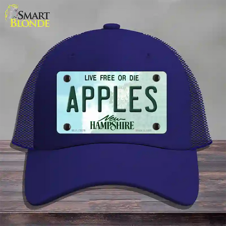 Apples New Hampshire State Novelty License Plate Hat Mesh / Royal Blue