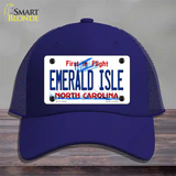 Emerald Island North Carolina State Novelty License Plate Hat Mesh / Royal Blue