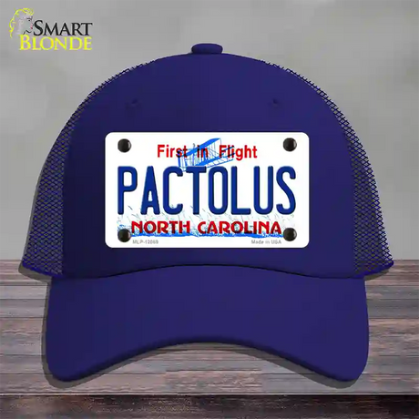 Pactolus North Carolina State Novelty License Plate Hat Mesh / Royal Blue