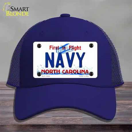 Navy North Carolina State Novelty License Plate Hat Mesh / Royal Blue