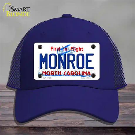 Monroe North Carolina State Novelty License Plate Hat Mesh / Royal Blue