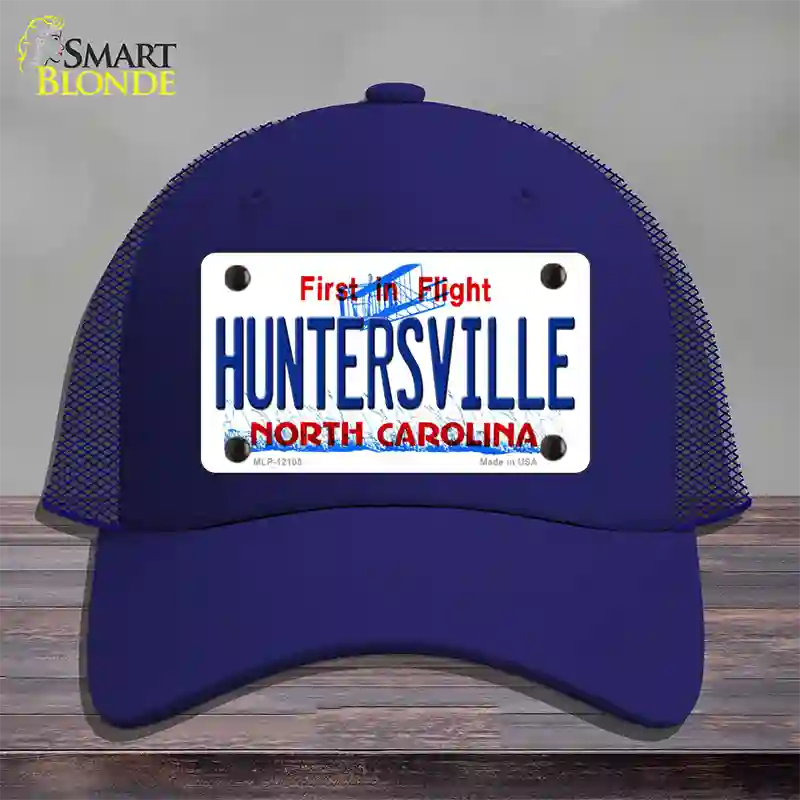 Huntersville North Carolina State Novelty License Plate Hat Mesh / Royal Blue