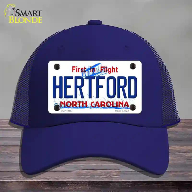 Hertford North Carolina State Novelty License Plate Hat Mesh / Royal Blue