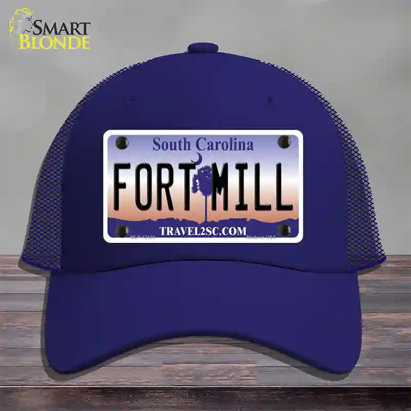 Fort Mill South Carolina Novelty License Plate Hat Mesh / Royal Blue