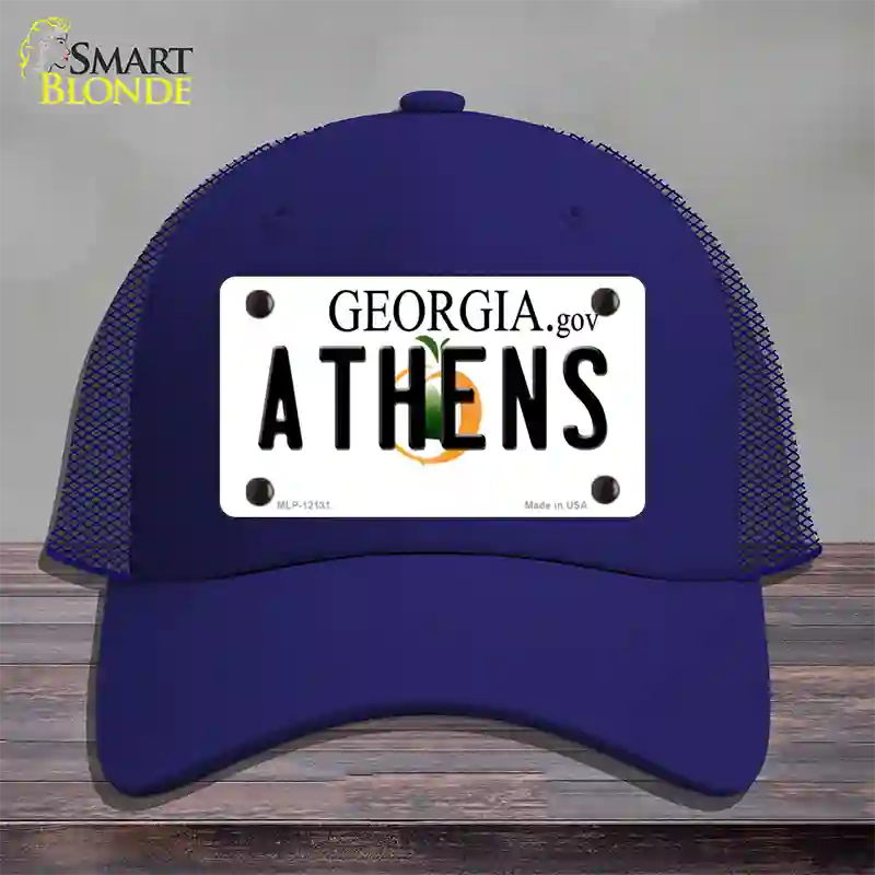 Athens Georgia State Novelty License Plate Hat Mesh / Royal Blue