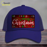 Merry Christmas Red Novelty License Plate Hat Mesh / Royal Blue