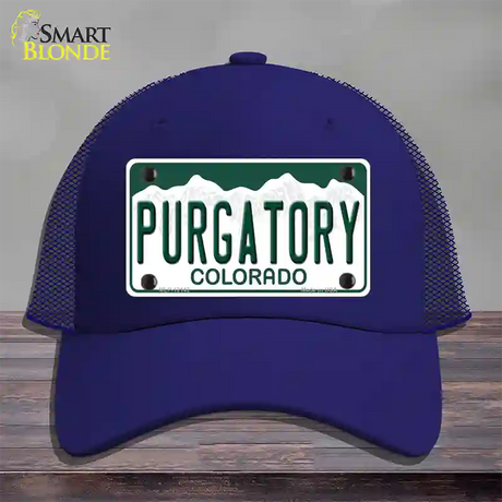 Purgatory Colorado Novelty License Plate Hat Mesh / Royal Blue