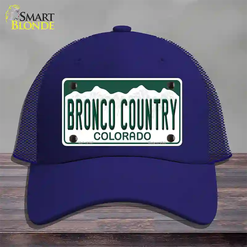 Bronco Country Colorado Novelty License Plate Hat Mesh / Royal Blue