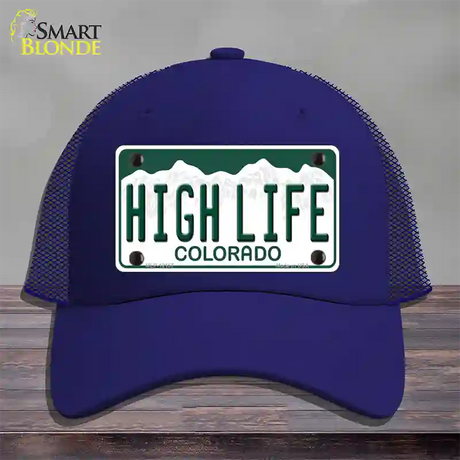 High Life Colorado Novelty License Plate Hat Mesh / Royal Blue