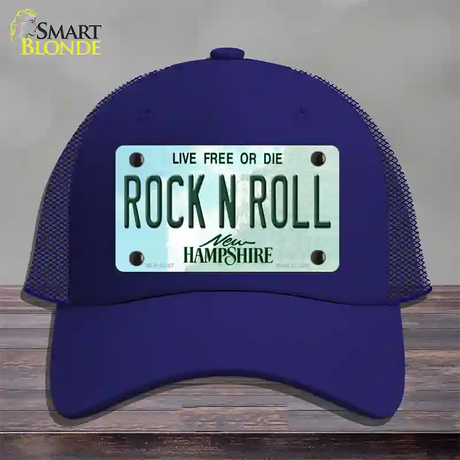 Rock N Roll New Hampshire Novelty License Plate Hat Mesh / Royal Blue