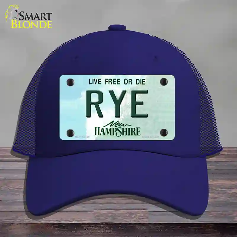 Rye New Hampshire Novelty License Plate Hat Mesh / Royal Blue