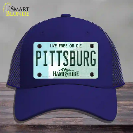 Pittsburg New Hampshire Novelty License Plate Hat Mesh / Royal Blue