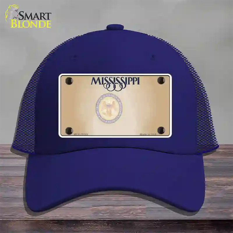 Mississippi Great Seal Blank Novelty License Plate Hat Mesh / Royal Blue