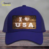 I Love USA Novelty License Plate Hat Mesh / Royal Blue