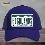 Highlands Colorado Novelty License Plate Hat Mesh / Royal Blue