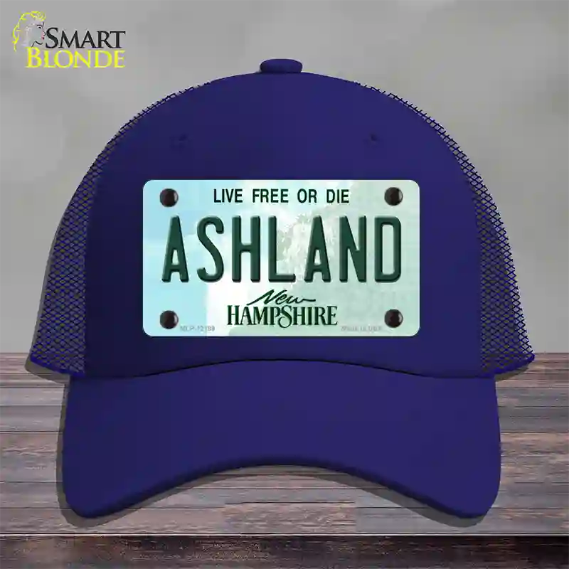 Ashland New Hampshire Novelty License Plate Hat Mesh / Royal Blue