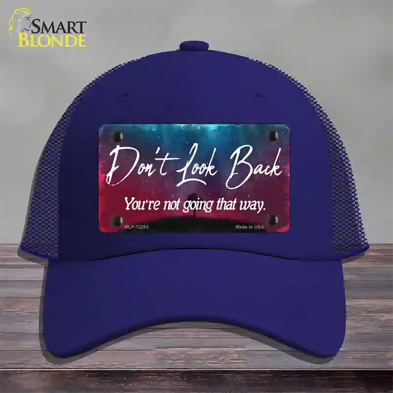 Dont Look Back Novelty License Plate Hat Mesh / Royal Blue