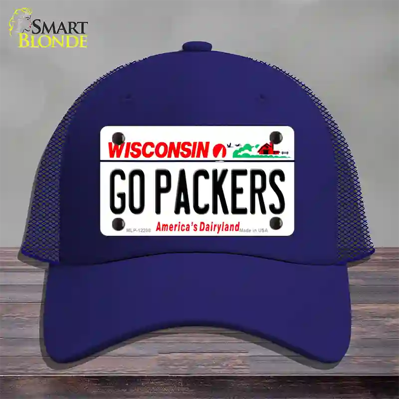 Go Packers Wisconsin Novelty License Plate Hat Mesh / Royal Blue