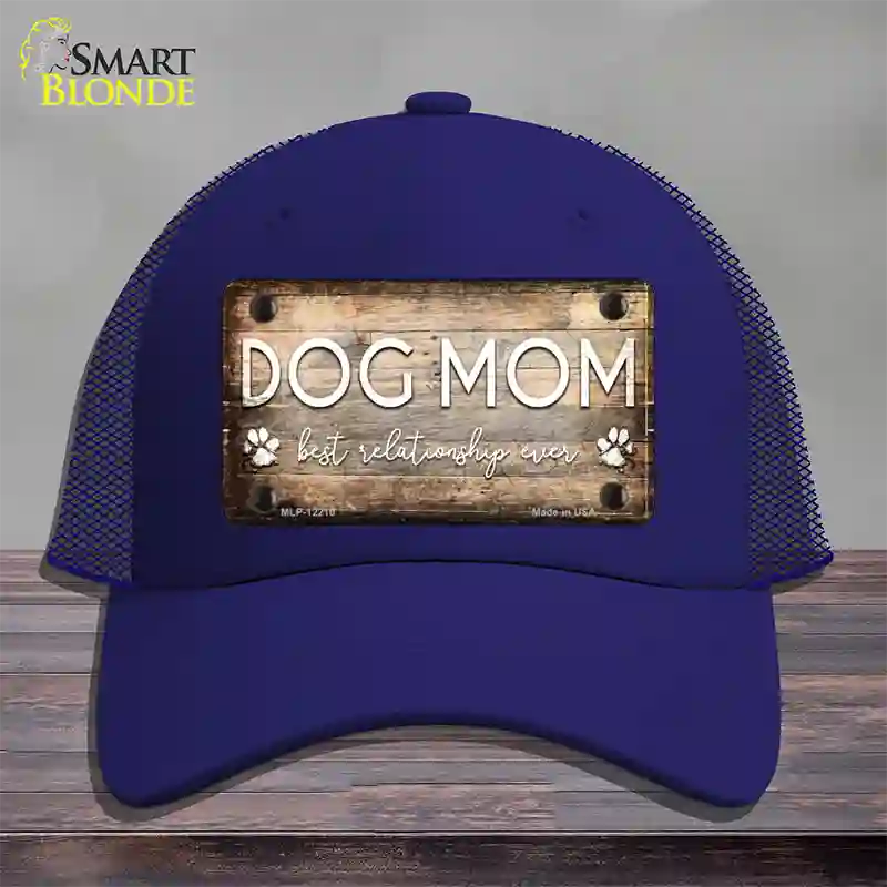 Dog Mom Novelty License Plate Hat Mesh / Royal Blue