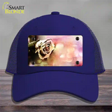 Watercolor Rose Novelty License Plate Hat Mesh / Royal Blue