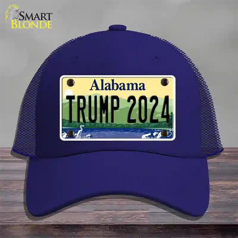 Trump 2024 Alabama Novelty License Plate Hat Mesh / Royal Blue