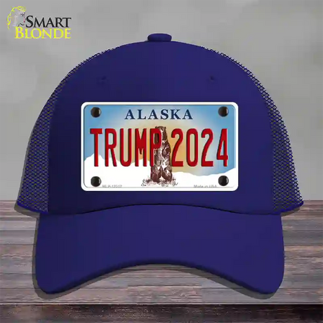 Trump 2024 Alaska Novelty License Plate Hat Mesh / Royal Blue