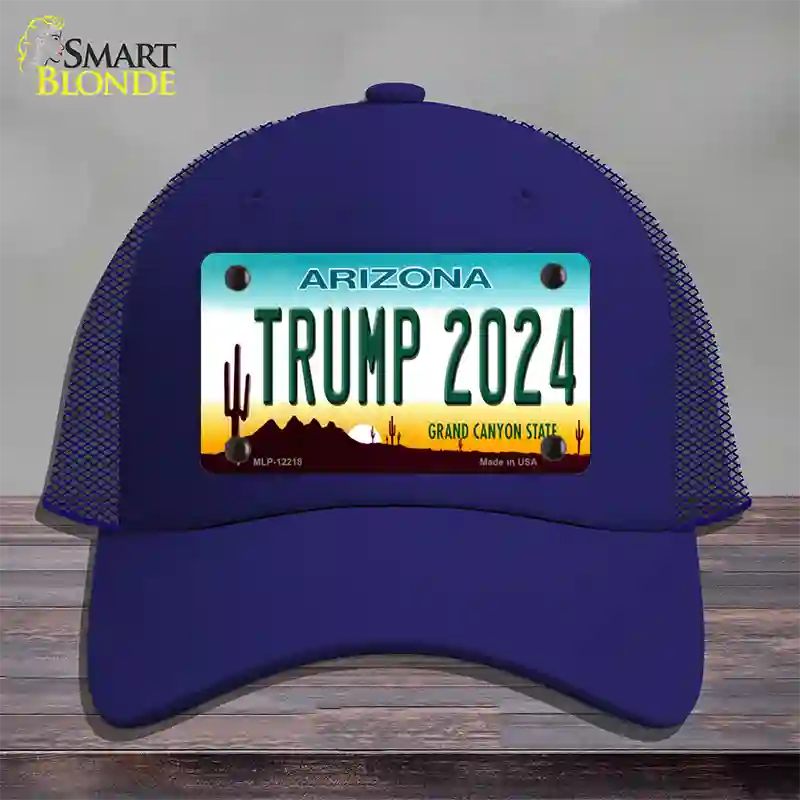 Trump 2024 Arizona Novelty License Plate Hat Mesh / Royal Blue