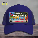 Trump 2024 Hawaii Novelty License Plate Hat Mesh / Royal Blue