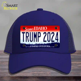 Trump 2024 Idaho Novelty License Plate Hat Mesh / Royal Blue