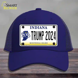 Trump 2024 Indiana Novelty License Plate Hat Mesh / Royal Blue