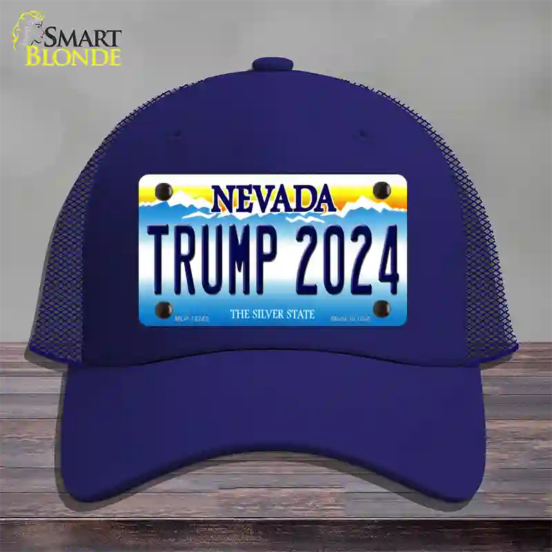 Trump 2024 Nevada Novelty License Plate Hat Mesh / Royal Blue