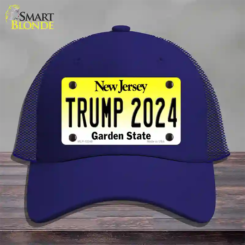 Trump 2024 New Jersey Novelty License Plate Hat Mesh / Royal Blue