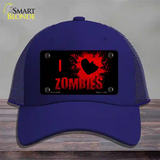 I Love Zombies Novelty License Plate Hat Mesh / Royal Blue