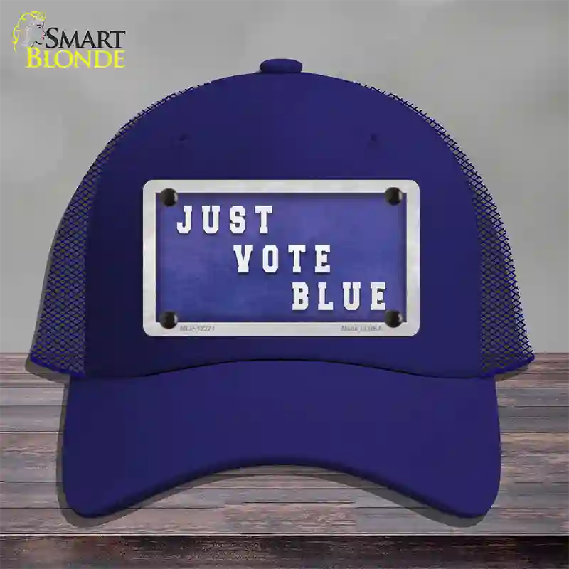 Just Vote Blue Novelty License Plate Hat Mesh / Royal Blue