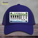 Michigan MMMMBeer Novelty License Plate Hat Mesh / Royal Blue