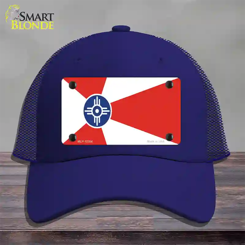 Wichita Flag Novelty License Plate Hat Mesh / Royal Blue