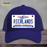 North Carolina Richlands Novelty License Plate Hat Mesh / Royal Blue