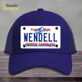 North Carolina Wendell Novelty License Plate Hat Mesh / Royal Blue