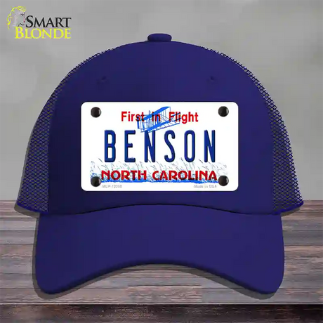 North Carolina Benson Novelty License Plate Hat Mesh / Royal Blue