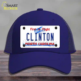 North Carolina Clinton Novelty License Plate Hat Mesh / Royal Blue