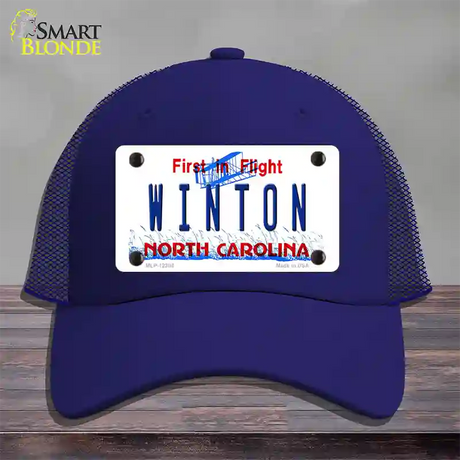 North Carolina Winton Novelty License Plate Hat Mesh / Royal Blue