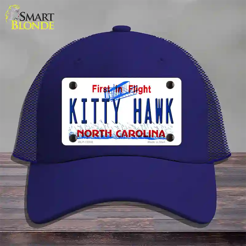 North Carolina Kitty Hawk Novelty License Plate Hat Mesh / Royal Blue