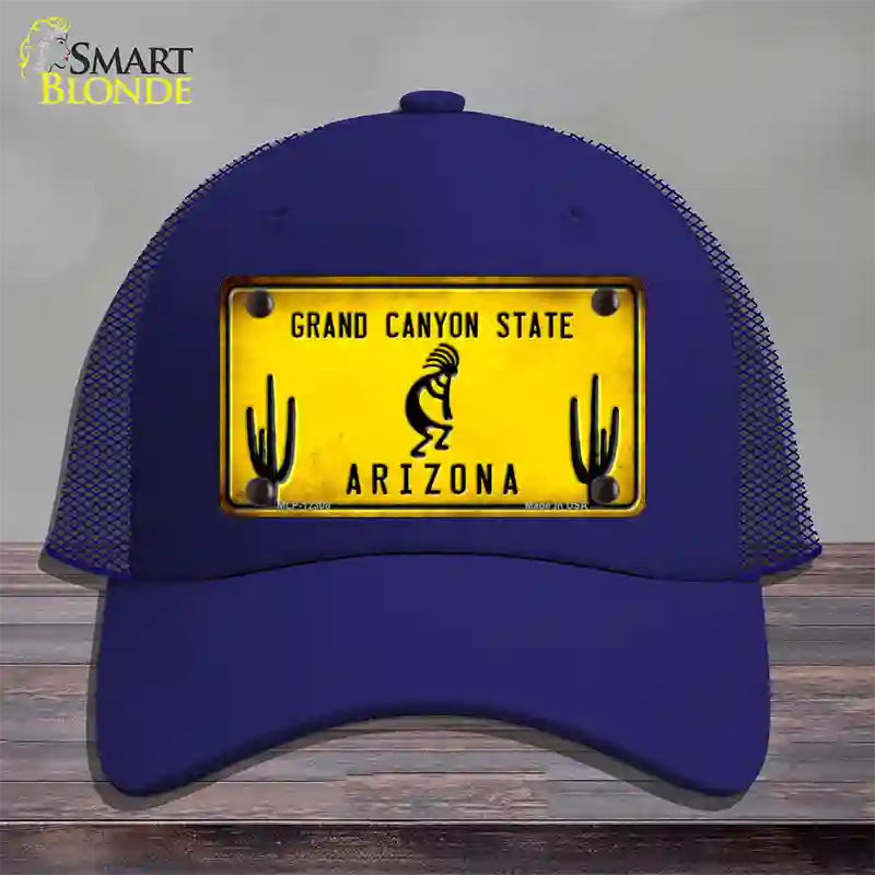 Arizona Kokopelli Yellow Novelty License Plate Hat Mesh / Royal Blue