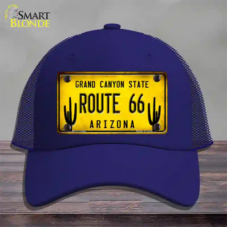 Arizona Route 66 Novelty License Plate Hat Mesh / Royal Blue