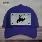 Bucking Bronco Novelty License Plate Hat Mesh / Royal Blue