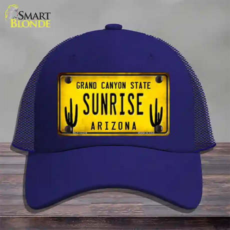 Arizona Sunrise Novelty License Plate Hat Mesh / Royal Blue